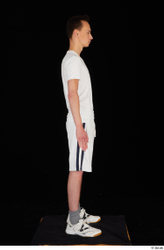 Whole Body Man White Sports Shirt Shorts Slim Standing Studio photo references